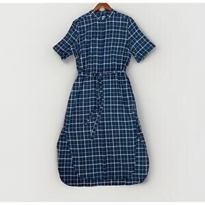 Minimalist Cottagecore L Windowpane Plaid Midi Dress Trovata Birds of Paradis
